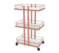 TT-YEC Chariot De Salon Multifonctionnel En Métal, Étagère De Rangement Mobile À Trois Niveaux Sur Roulettes, Chariot De Coiffure Et D'esthétique, Organisateur D'outils De Coiffure,Rose gold