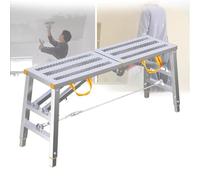 TT-YEC Échafaudage En Fer Polyvalent, Banc À Échelle Pliable, Réglage De La Hauteur À 4 Niveaux, Échafaudage Galvanisé Robuste Et Portable Pour La Peinture Et Le Nettoyage,B 140cm