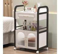 TT-YEC Étagère De Rangement Pour Outils De Coiffure, Chariot De Beauté Mobile À Roulettes, Armoire De Rangement Multifonctionnelle Avec Tiroirs Et Portes Vitrées,A