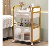 TT-YEC Étagère De Rangement Pour Outils De Coiffure, Chariot De Beauté Mobile À Roulettes, Armoire De Rangement Multifonctionnelle Avec Tiroirs Et Portes Vitrées,C