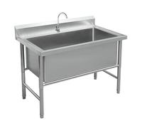 TT-YEC Évier De Cuisine Sur Pied, Évier Amovible Avec Étagère, Évier Professionnel En Acier Inoxydable Avec Robinet, Tuyau D'évacuation, Adapté Pour Salle À Manger, Garage, Jardin