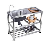 TT-YEC Évier De Salle À Manger Autoportant À Une Cuve, Évier De Comptoir À Robinet Chaud Et Froid Avec Support En Acier Inoxydable, Évier De Salle À Manger Commercial Avec Drain