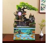 TT-YEC Fontaine Aquarium De Bureau De Style Rétro, Aquarium en Verre, Petite Fontaine Décorative D'inspiration Zen avec Cascade, Petit Aquarium, Convient Aux Petits Poissons,A
