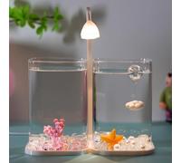 TT-YEC Mini Aquarium en Verre De Bureau, Petit Aquarium Haute Transparence, avec Lumière LED, Ensemble pour Débutant, Aquarium Portable Épais, Décoration De Chambre, Ornement De Bureau,A