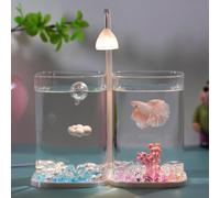 TT-YEC Mini Aquarium en Verre De Bureau, Petit Aquarium Haute Transparence, avec Lumière LED, Ensemble pour Débutant, Aquarium Portable Épais, Décoration De Chambre, Ornement De Bureau,H