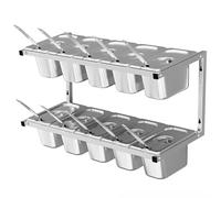 TT-YEC Station De Préparation De Pizza À Double Paroi, Récipient À Condiments en Acier Inoxydable avec Couvercle, avec Cuillère, Plateau De Stockage De Fruits Et De Fruits,10 Grid