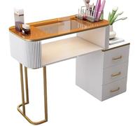 TT-YEC Table De Manucure À Double Couche, Table De Manucure En Bois Pour Salon De Beauté Avec Tiroirs Et Armoire De Rangement À Trois Couches, Établi De Manucure,Dl100cm