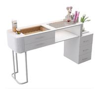 TT-YEC Table De Manucure À Double Couche, Table De Manucure En Bois Pour Salon De Beauté Avec Tiroirs Et Armoire De Rangement À Trois Couches, Établi De Manucure,Bl120cm