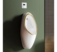 TT-YEC Urinoir en Céramique pour Hommes, Urinoir À Chasse d'eau Intelligente/Manuelle, Toilettes Murales pour Salle De Bain, Toilettes À Chasse d'eau Domestique, Blanc.,Concealed Sensor Valve c