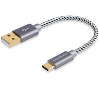 Tta-15cm Câble Court Usb Type C, Usb C Mâle Vers Usb A Mâle Tressé, Charge Rapide(Qc) Pour Huawei Mate 20/P20, Galaxy S9/Book, Oneplus 6/6t, Redmi Note 7, Lg G6, Macbook Pro Etc, Gris