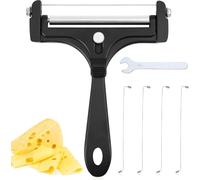 TTA-6pcs Kit de Coupe-Fromage en Acier Inoxydable Coupe-Fromage en Fil avec 4 Fils Supplémentaires et Clé Trancheuse à Fromage Portative Coupe-Beurre pour Fromage en Bloc Beurre (Noir)
