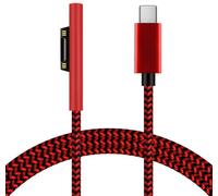 TTA-Câble de charge en nylon tressé à connecter à USB-C (1,8 m rouge), nécessite un chargeur USB-C 45 W 15 V/3 A, compatible avec ordinateur portable Microsoft Surface Pro7/6/5/4/3 Go 3/2/1