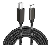 TTA-Câble Imprimante USB C, 3 Mètres Câble Type C Mâle vers USB B Mâle Câble Scanner Nylon Tressé Compatible avec MacBook Pro Air iPad Pro Air iMac Pro Chromebook Pixel XPS 17 15, Gris