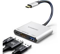 TTA-KiWiBiRD Adaptateur USB C vers HDMI 4K, Adaptateur Hub USB C HDMI MacBook Air Pro Mac alimenté PD Charge 100W multiport USB A 3.0 Compatible avec iMac iPhone 16 15 Plus Max iPad Surface Galaxy S2