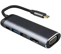 TTA-Station d'accueil USB-C, USB-C vers VGA+UHD+USB3.1+USB2.0+Type-C 2.0+PD100W Adaptateur multiport, Hub mâle 6 en 1 Type-C pour Ordinateurs Portables, téléphones Portables, Ordinateurs