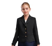 TTAO Blazers d'Uniformes Scolaires Enfant Fille Veste Blazer Manches Longues Col à Revers avec Poche Extérieur Veste Blazer Décontractée 5-16 Ans Noir 13-14 Ans
