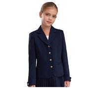 TTAO Blazers d'Uniformes Scolaires Enfant Fille Veste Blazer Manches Longues Col à Revers avec Poche Extérieur Veste Blazer Décontractée 5-16 Ans Bleu Marine 13-14 Ans