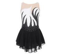 TTAO Enfant Fille Justaucorps Gymnastique Patinage Artistique Robe Danse Lyrique Classique Léotard Ballet Latine Costume Spectacle Tenue Performance 5-16 Ans Blanc B 7-8 ans