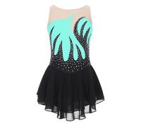 TTAO Enfant Fille Justaucorps Gymnastique Patinage Artistique Robe Danse Lyrique Classique Léotard Ballet Latine Costume Spectacle Tenue Performance 5-16 Ans Bleu clair B 11-12 ans