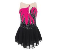 TTAO Enfant Fille Justaucorps Gymnastique Patinage Artistique Robe Danse Lyrique Classique Léotard Ballet Latine Costume Spectacle Tenue Performance 5-16 Ans Rose vif B 13-14 ans