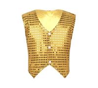 TTAO Gilet à Paillettes Enfant Garçon Haut de Danse Jazz Ballet Soirée Chemise Veston Brillant Mariage Cérémonie Top de Danse Performance Carnaval 7-14 Ans Or A 12-13 Ans