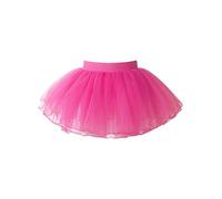 TTAO Jupe Enfant Fille Jupe de Danse Ballet Latine Jazz Salsa Samba Rumba Tango Tutu Jupette Danse Classique Taille Haute Extensible Soirée Mariage Carnaval 1-16 Ans Rose Vif 6-11 Ans