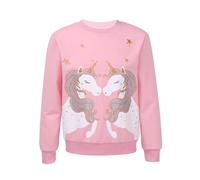 TTAO Licorne Sweat-Shirt Enfant Fille T-Shirt Manches Longues Coton Tops Hoodie Pull Manteau Sport Danse Automne Veste 4-16 Ans Rose 10-12 Ans