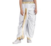 TTAO Pantalon Dhoti Soie Enfant Garçon Costume Indien Arabe Pantalon Harem Cosplay Fête Carnaval Halloween Sarouel Pants 5-16 Ans Blanc 5-6 ans