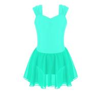 TTAO Robe Ballet Danse Classique Enfant Fille Justaucorps Gymnastique Robe de Patinage Artistique Léotard Ballet Latine Jazz Tango Dancewear 3-14 Ans Vert F 9-10 ans