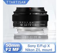 TTArtisan 50mm F2 objectif de Portrait principal à mise au point manuelle plein cadre pour Sony E Nikon Z Fuji X Leica Sigma L Mount ZVE10 A7C Z6 Z7 XM5 Noir