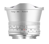 TTARTISAN 7,5 mm F2 Objectif Fisheye pour Appareil Photo APS-C Ultra Grand Angle Mise au Point Manuelle, Argent (for M43)