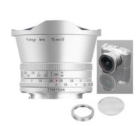 TTArtisan Objectif Fisheye 7,5 mm F2 pour monture FX (APS-C) - Argenté, grand angle 180°, ouverture F2.0, mise au point manuelle, boîtier en métal