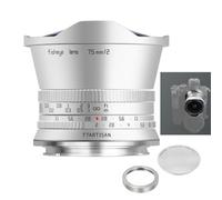 TTArtisan Objectif Fisheye 7,5 mm F2 pour monture NZ (APS-C) - Argenté, grand angle 180°, ouverture F2.0, mise au point manuelle, boîtier en métal