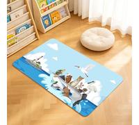 TTBAoDAoY Tapis de Porte Paillasson 40x60cm Interieur et Extérieur Antidérapant Absorbant, Animaux de Dessin animé sur Un Bateau à Moteur, océan avec Une île au Phare
