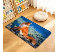 TTBAoDAoY Tapis de Porte Paillasson 40x60cm Interieur et Extérieur Antidérapant Absorbant, Champ d'automne par Un Matin Froid avec Un Renard dans l'herbe Naturelle