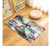 TTBAoDAoY Tapis de Porte Paillasson 40x60cm Interieur et Extérieur Antidérapant Absorbant, Collage Technique Mixte sur Le thème de la Mode Parisienne avec Fond craquelé