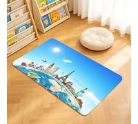 TTBAoDAoY Tapis de Porte Paillasson 40x60cm Interieur et Extérieur Antidérapant Absorbant, Concept Artistique du Tourisme Mondial Monuments célèbres au-Dessus de la planète Terre