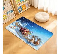 TTBAoDAoY Tapis de Porte Paillasson 40x60cm Interieur et Extérieur Antidérapant Absorbant, Image Fantastique de Noël du Père Noël en traîneau avec des Rennes