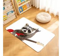 TTBAoDAoY Tapis de Porte Paillasson 40x60cm Interieur et Extérieur Antidérapant Absorbant, Image Humoristique d'un Raton Laveur Musicien sur Fond Blanc, avec Un thème Musical