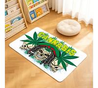 TTBAoDAoY Tapis de Porte Paillasson 40x60cm Interieur et Extérieur Antidérapant Absorbant, Image vectorielle d'un crâne avec des Dreadlocks, crâne coiffé d'une Casquette Rasta