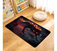 TTBAoDAoY Tapis de Porte Paillasson 40x60cm Interieur et Extérieur Antidérapant Absorbant, Loup géant de feu enchaîné, Yeux Rouges Face à Un Guerrier à la Hache, cimetière Sombre
