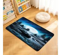 TTBAoDAoY Tapis de Porte Paillasson 40x60cm Interieur et Extérieur Antidérapant Absorbant, Loups hurlants dans Une forêt d'hiver au Clair de Lune, Esprit de Loup dans Un ruisseau