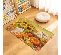 TTBAoDAoY Tapis de Porte Paillasson 40x60cm Interieur et Extérieur Antidérapant Absorbant, Nature Morte d'automne Vase de tournesols, Panier en Forme de Corne d'abondance et Feuilles d'érable