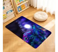TTBAoDAoY Tapis de Porte Paillasson 40x60cm Interieur et Extérieur Antidérapant Absorbant, Paysage Nordique coloré avec l'esprit du Loup Hurlant et Les aurores boréales