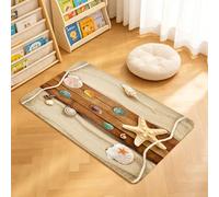 TTBAoDAoY Tapis de Porte Paillasson 40x60cm Interieur et Extérieur Antidérapant Absorbant, Quelques Objets Marins sur des Planches de Bois sur Fond sableux