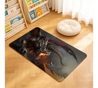 TTBAoDAoY Tapis de Porte Paillasson 40x60cm Interieur et Extérieur Antidérapant Absorbant, Scène de Bataille Fantastique Un Chevalier armé d'une épée affronte Un Dragon féroce