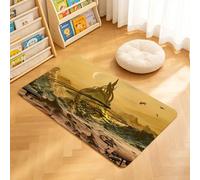 TTBAoDAoY Tapis de Porte Paillasson 40x60cm Interieur et Extérieur Antidérapant Absorbant, Scène surréaliste de Dragon squelettique dans Un décor de Dark Fantasy et d'extraterrestres Sauvages
