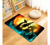 TTBAoDAoY Tapis de Porte Paillasson 40x60cm Interieur et Extérieur Antidérapant Absorbant, Silhouette de Vaisseau fantôme à Proue de Dragon, Ciel Ardent, fumée Mystique Turquoise