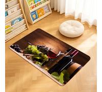 TTBAoDAoY Tapis de Porte Paillasson 40x60cm Interieur et Extérieur Antidérapant Absorbant, Verres de vin Rouge et Blanc servis avec des Raisins sur Un Fond en Bois