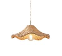 TTBDDDYH Suspension créative en rotin tressé E27, style campagnard chinois, salle à manger, salon de thé zen, séjour chez l'habitant, lampe suspendue unique en rotin avec abat-jour en forme de chapeau